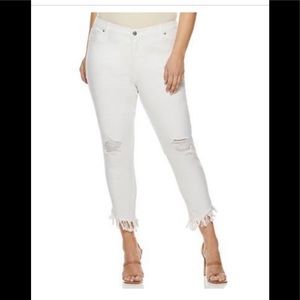 Sofia Vergara Rosa Curvy Ankle Womens White Jeans 18 High Waist Distress…